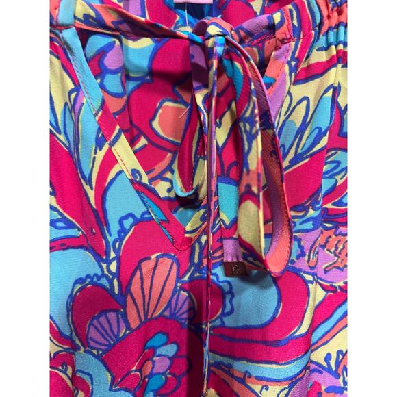 Lilly Pulitzer Womens Silk Retro Seashell Design Balloon Sleeves Blouse Size XS - Picture 7 of 10